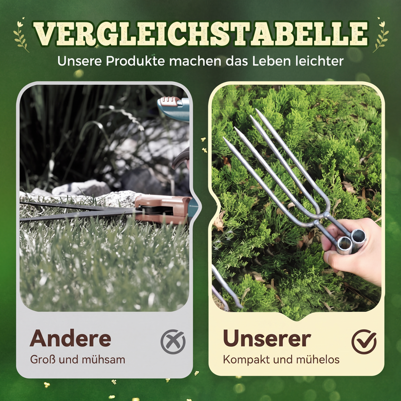 📢📢50% RABATT !!⏰Kompaktes 2-Zahn-Garten-Unkrautstecher-Werkzeug