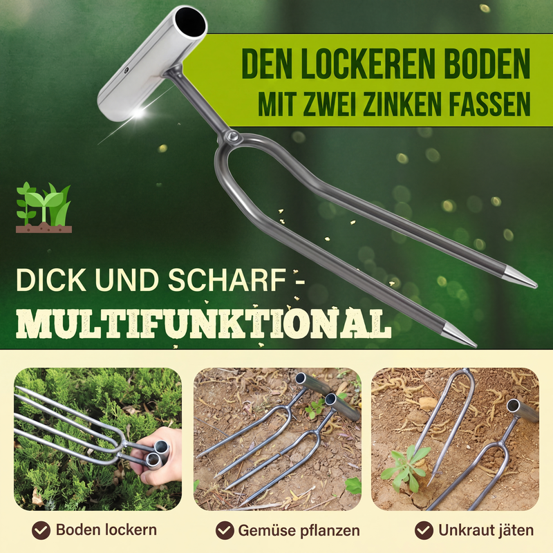 📢📢50% RABATT !!⏰Kompaktes 2-Zahn-Garten-Unkrautstecher-Werkzeug