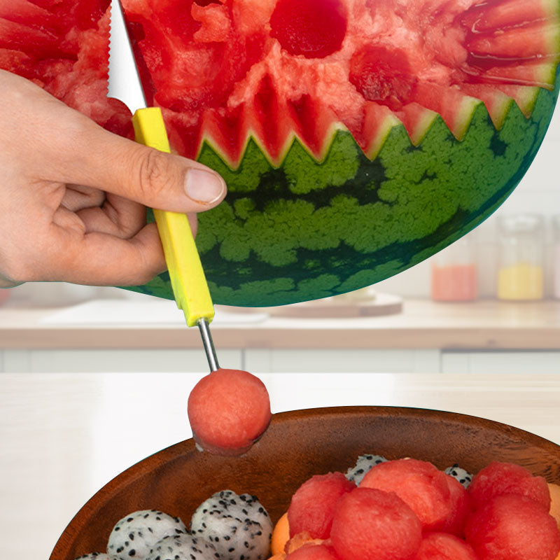 🔥2026 HEISSER VERKAUF🥳💞Über 50.000 verkauft! 🛡️3-in-1 Melonenausstecher-Set aus Edelstahl