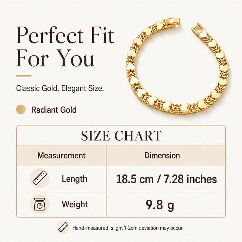 💖Goldfarbenes Herz-Gliederarmband für Damen