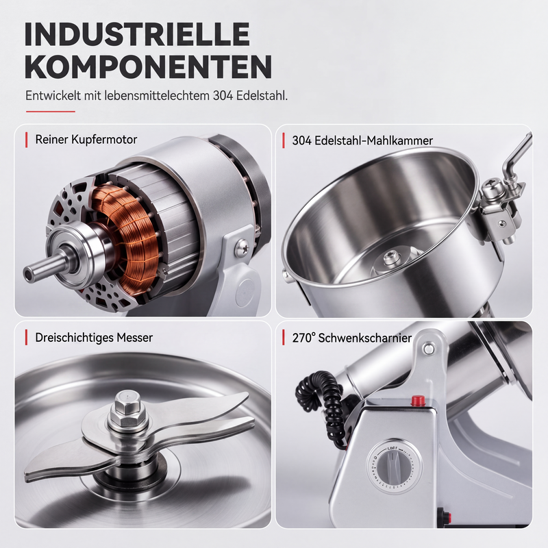 📢📢Elektrische Mühle aus Edelstahl für trockene Zutaten, 150–1000 g