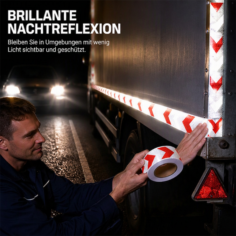🚨 50 % Rabatt ! Reflektierendes Pfeilband Selbstklebend – Maximale Sicherheit bei Nacht! 🚚 3x stärkere Reflexion, wetterfest & UV-beständig, bombenfeste Haftung ⚡