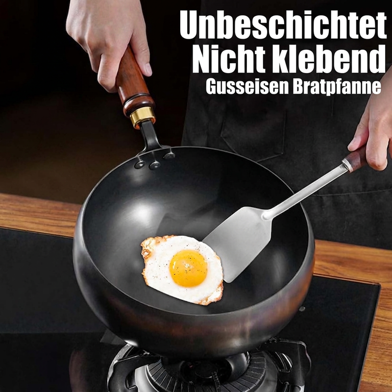 🍳Unbeschichteter dicker Eisentopf mit Deckel
