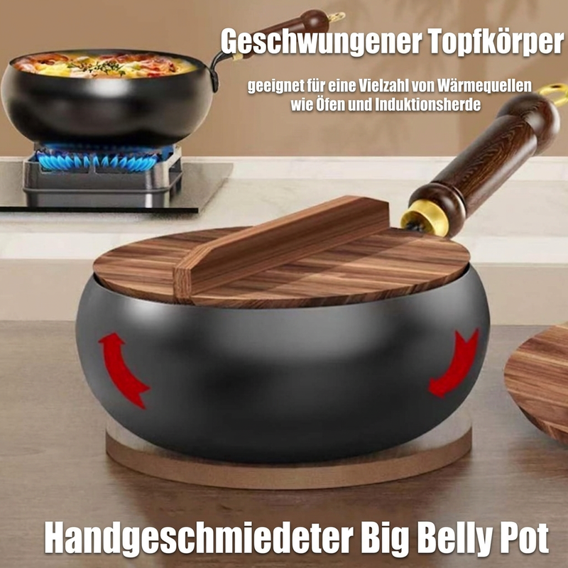 🍳Unbeschichteter dicker Eisentopf mit Deckel