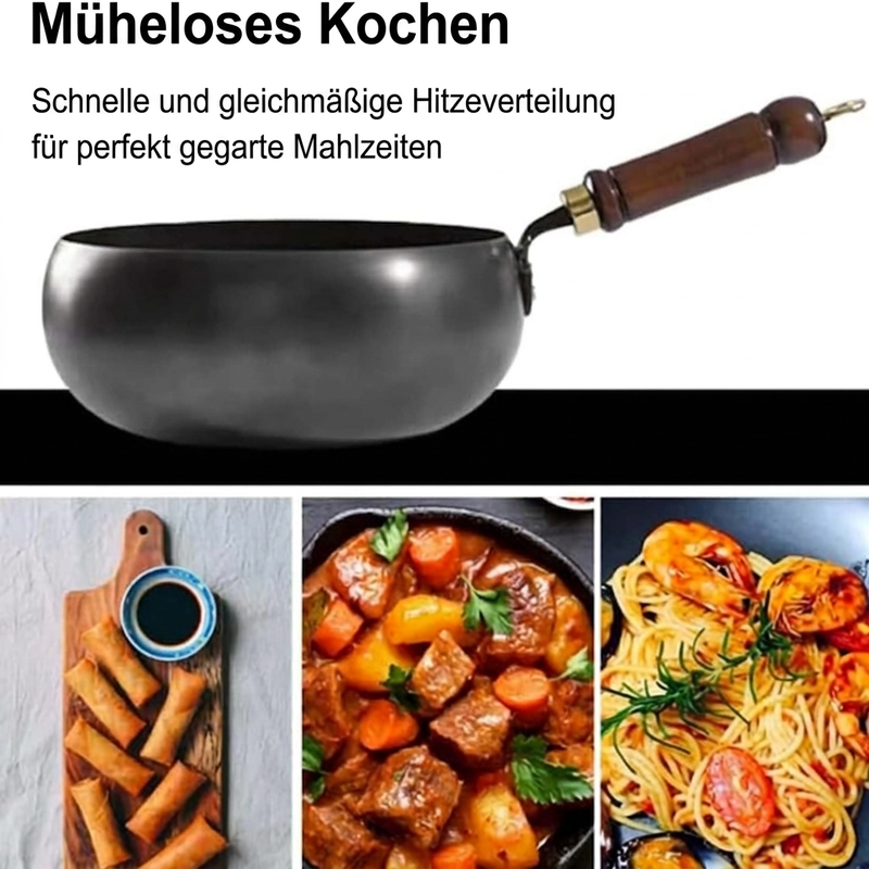 🍳Unbeschichteter dicker Eisentopf mit Deckel