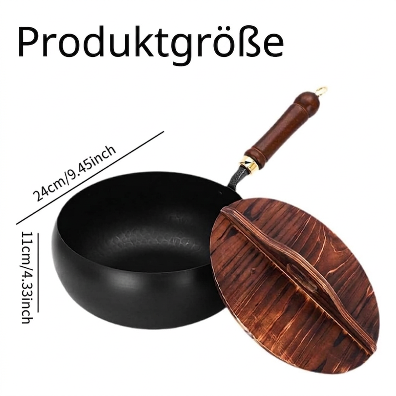 🍳Unbeschichteter dicker Eisentopf mit Deckel