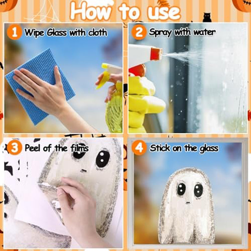 👻 Halloween-Geister-Fensterfolie im Angebot – beidseitig bedruckt, wiederverwendbar & ohne Kleber 🎃