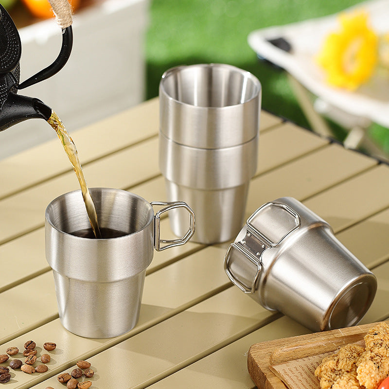 ☕ Foldable Thickened Stainless Steel Water Cup, Indoor & Outdoor Multi-use Drinking Mug