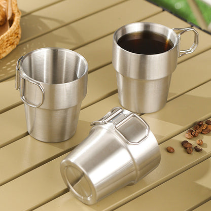 ☕ Foldable Thickened Stainless Steel Water Cup, Indoor & Outdoor Multi-use Drinking Mug