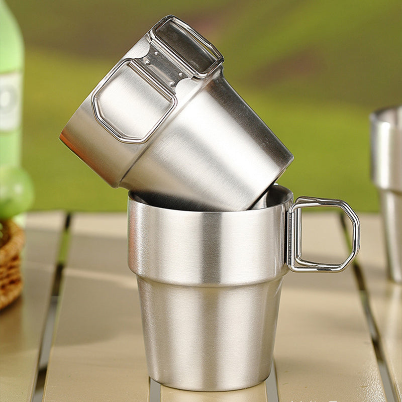☕ Foldable Thickened Stainless Steel Water Cup, Indoor & Outdoor Multi-use Drinking Mug