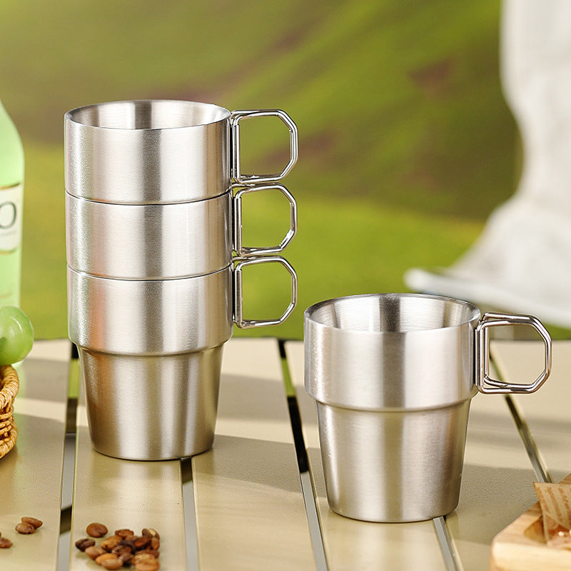 ☕ Foldable Thickened Stainless Steel Water Cup, Indoor & Outdoor Multi-use Drinking Mug