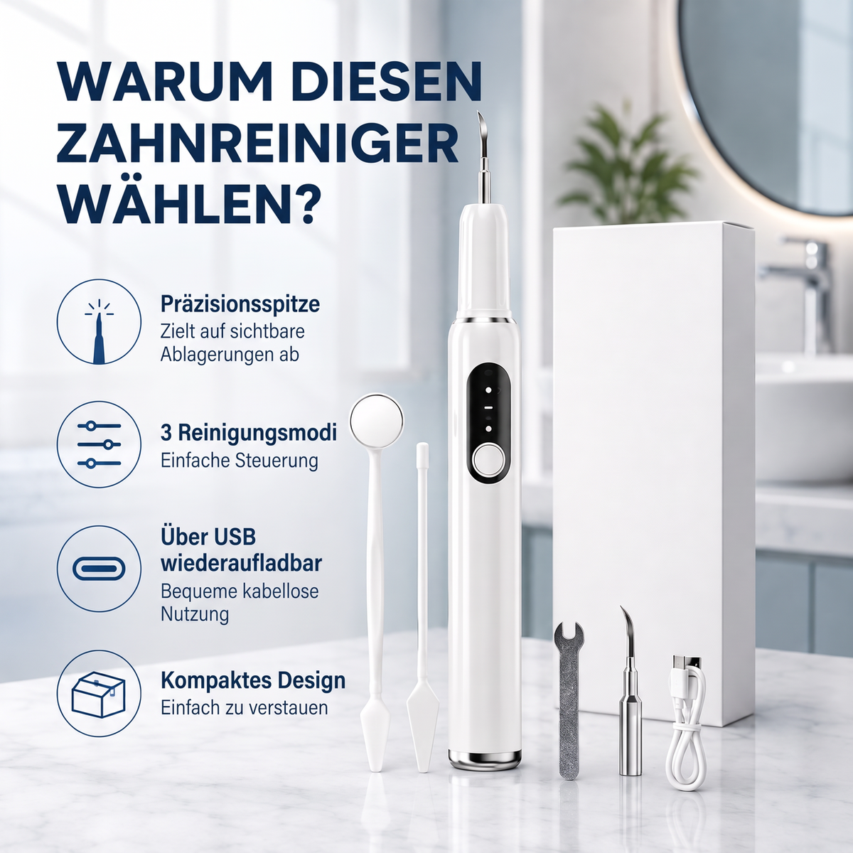 Tragbares Ultraschall-Zahnreinigungs- und Zahnsteinentfernungs-Set