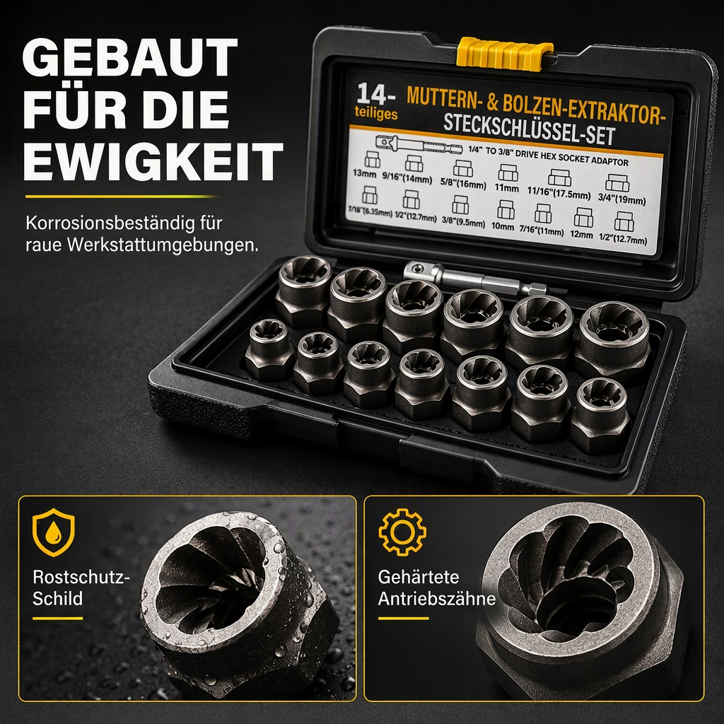 🔧14-teiliges Schraubenausdreher-Set für beschädigte Schrauben & Muttern – Industriequalität, hohes Drehmoment, Linksgewinde, für Auto-Reparatur