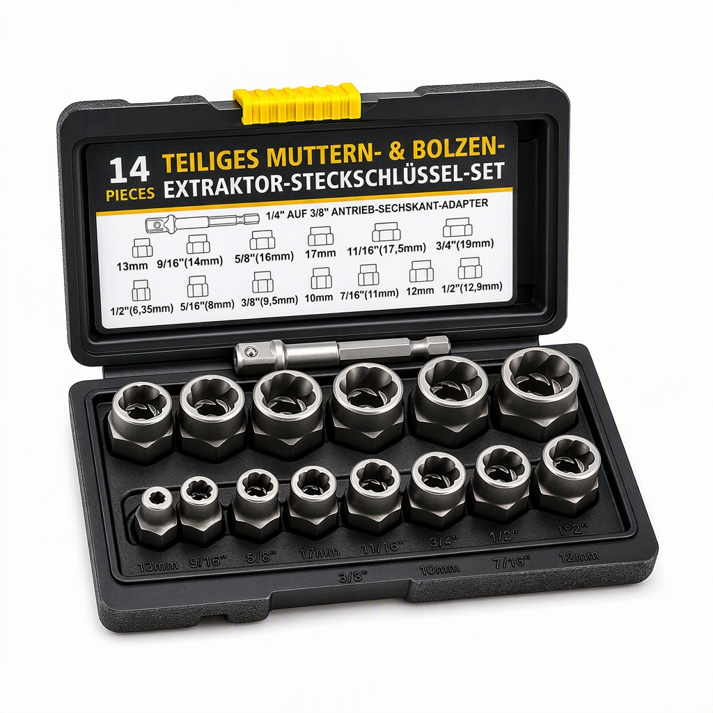 🔧14-teiliges Schraubenausdreher-Set für beschädigte Schrauben & Muttern – Industriequalität, hohes Drehmoment, Linksgewinde, für Auto-Reparatur