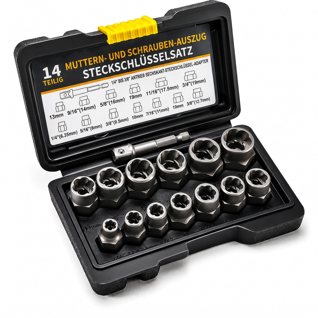 🔧14-teiliges Schraubenausdreher-Set für beschädigte Schrauben & Muttern – Industriequalität, hohes Drehmoment, Linksgewinde, für Auto-Reparatur