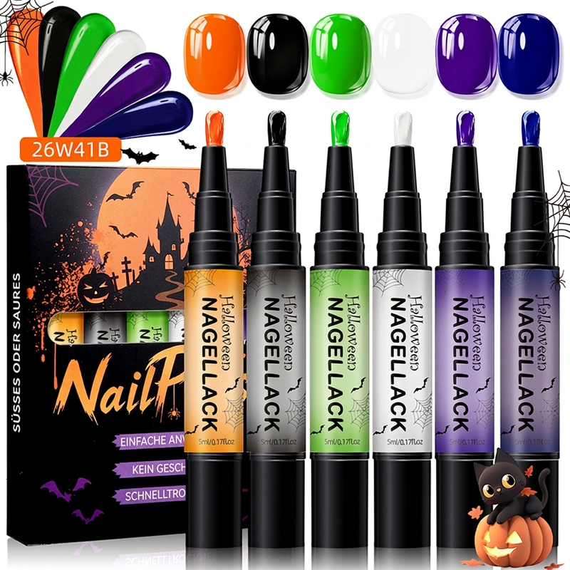 Schnelltrocknendes Halloween-Nagellackstift-Set