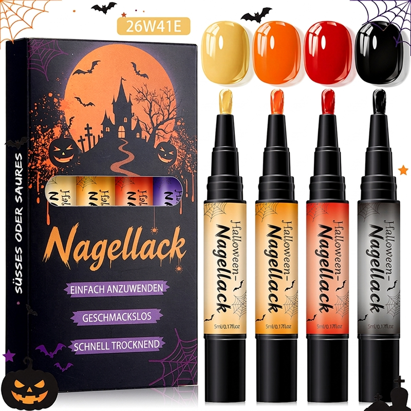 Schnelltrocknendes Halloween-Nagellackstift-Set