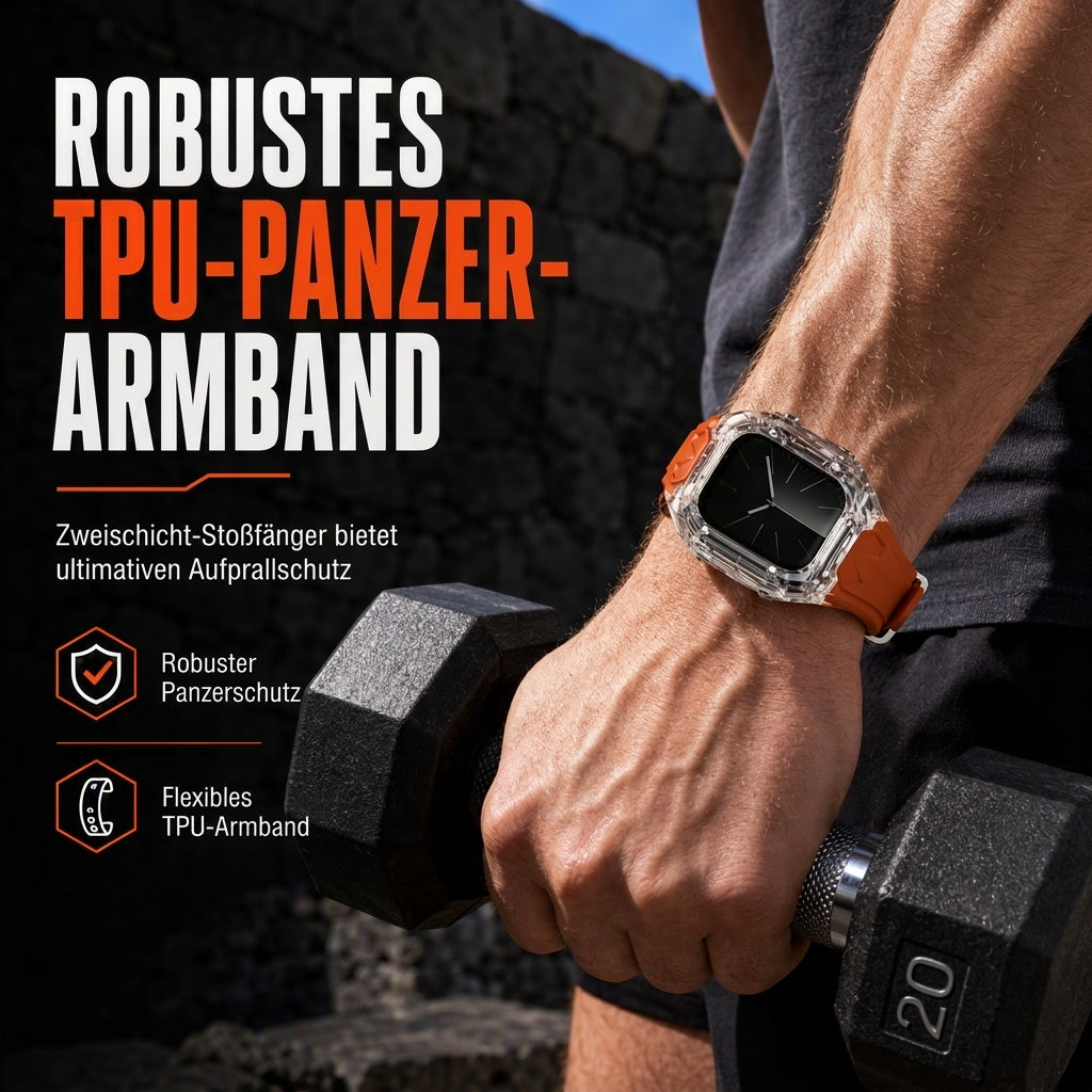 Integriertes Smartwatch-Armband mit Schutzhülle, farbblockiertes, transluzentes Sportarmband für 40 mm, 41 mm, 42 mm, 44 mm, 45 mm, 46 mm, 49 mm