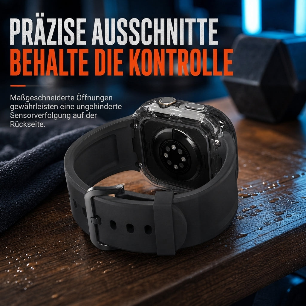 Integriertes Smartwatch-Armband mit Schutzhülle, farbblockiertes, transluzentes Sportarmband für 40 mm, 41 mm, 42 mm, 44 mm, 45 mm, 46 mm, 49 mm