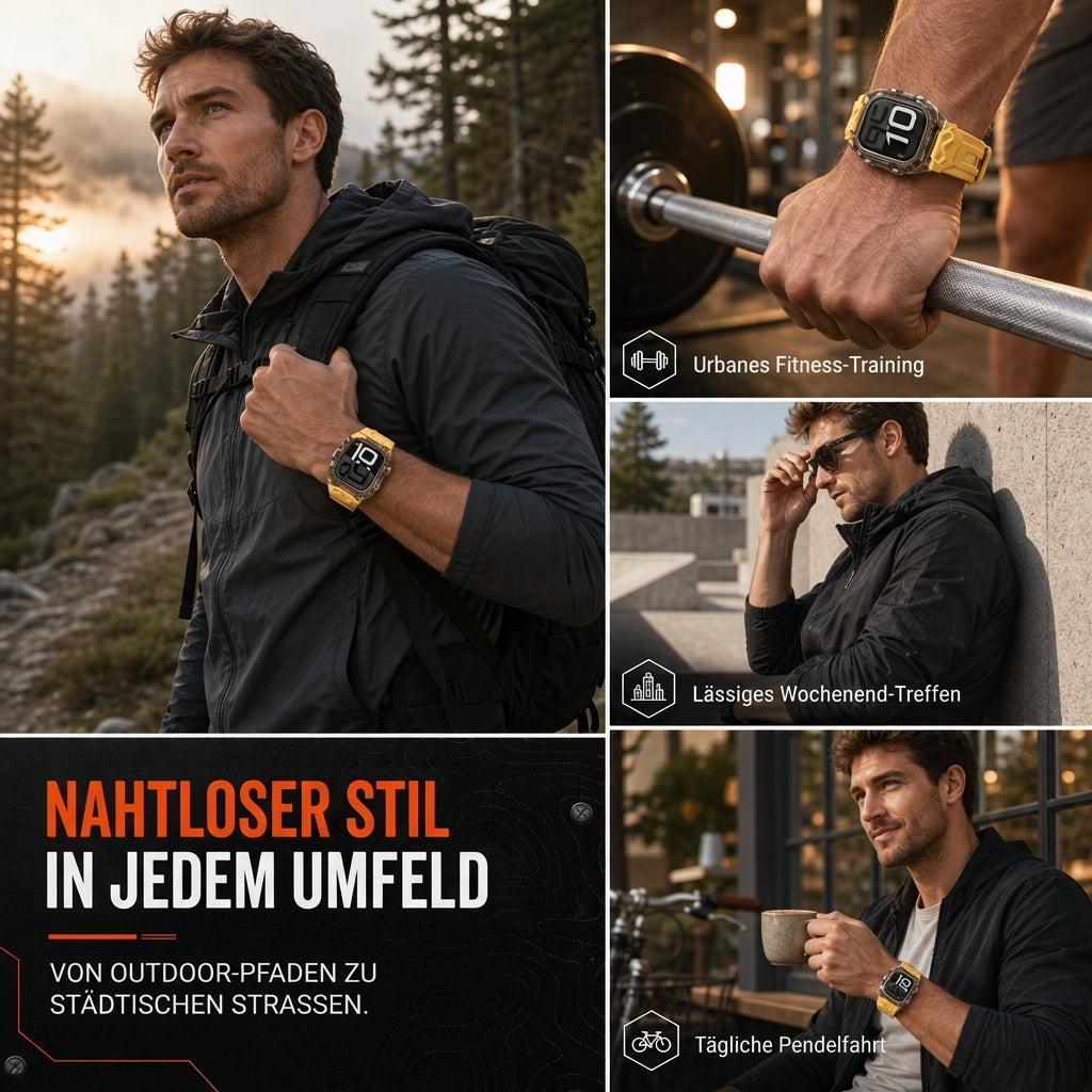 Integriertes Smartwatch-Armband mit Schutzhülle, farbblockiertes, transluzentes Sportarmband für 40 mm, 41 mm, 42 mm, 44 mm, 45 mm, 46 mm, 49 mm