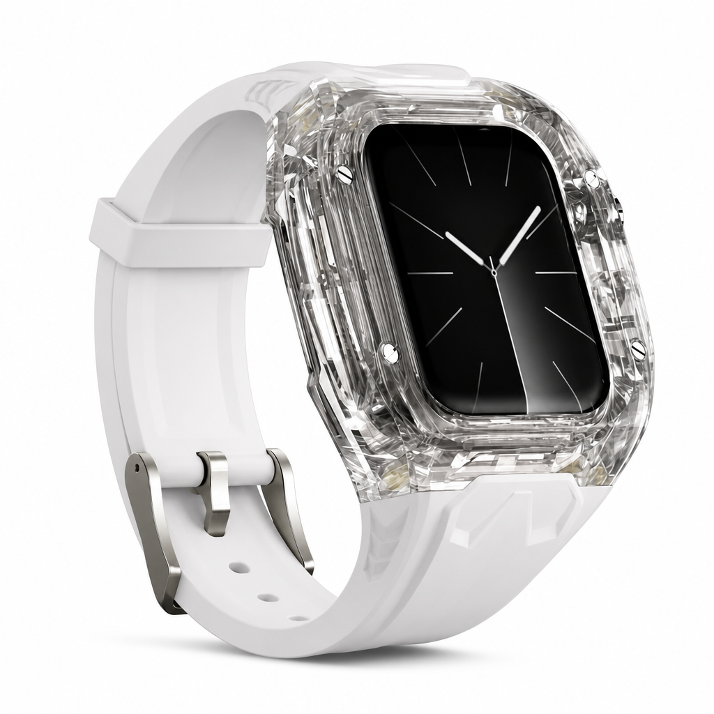Integriertes Smartwatch-Armband mit Schutzhülle, farbblockiertes, transluzentes Sportarmband für 40 mm, 41 mm, 42 mm, 44 mm, 45 mm, 46 mm, 49 mm