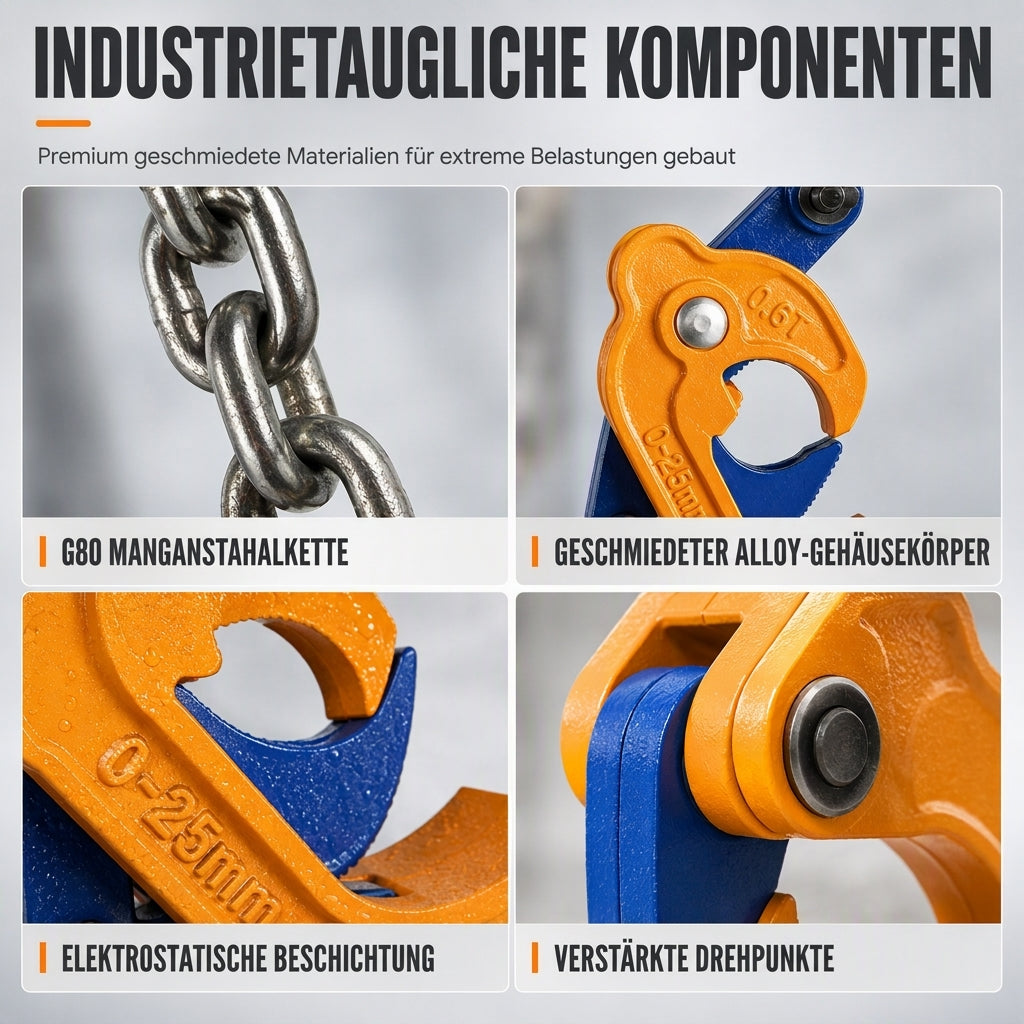 Hochleistungs-Fasshebeklammer für Gabelstapler und Kran, Fassheber für Stahlfässer, gesenkgeschmiedetes Fasshandhabungswerkzeug