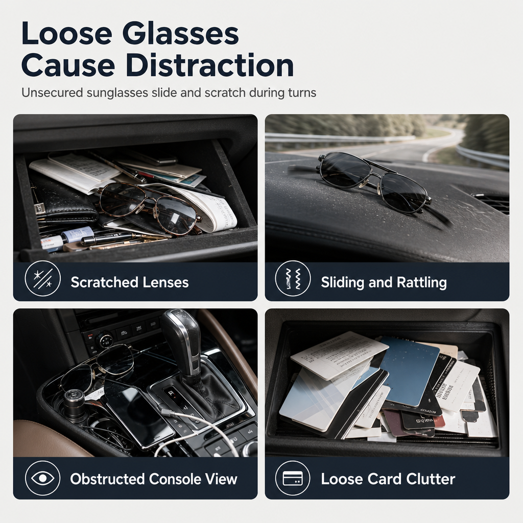 🚗 Auto-Brillenhalter für die Sonnenblende mit Magnetclip und Kartenfach