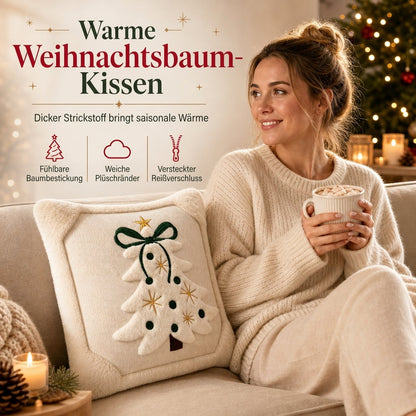 ⏳🔥ZEITLICH BEGRENZT 50% RABATT! ⏰Bestickter Weihnachtsbaum-Kissenbezug mit Schleife (45x45cm) | Dekorativer Kissenbezug für Wohnzimmer-Sofa🎄🧸