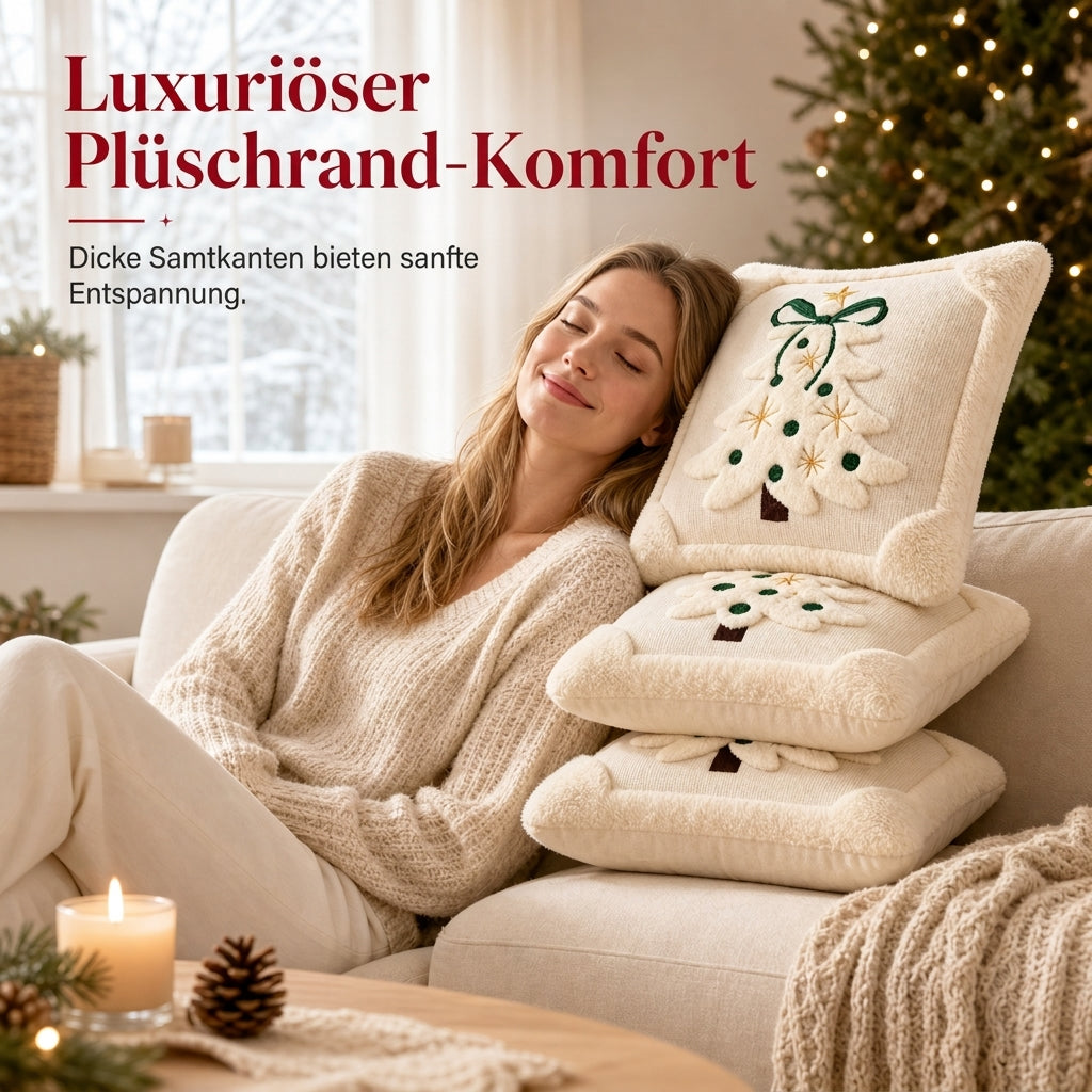 ⏳🔥ZEITLICH BEGRENZT 50% RABATT! ⏰Bestickter Weihnachtsbaum-Kissenbezug mit Schleife (45x45cm) | Dekorativer Kissenbezug für Wohnzimmer-Sofa🎄🧸