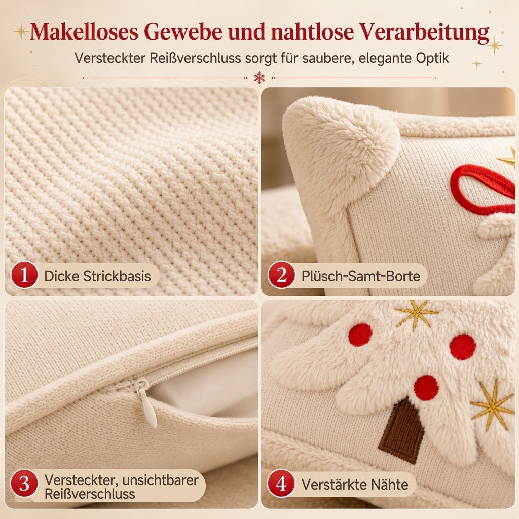 ⏳🔥ZEITLICH BEGRENZT 50% RABATT! ⏰Bestickter Weihnachtsbaum-Kissenbezug mit Schleife (45x45cm) | Dekorativer Kissenbezug für Wohnzimmer-Sofa🎄🧸