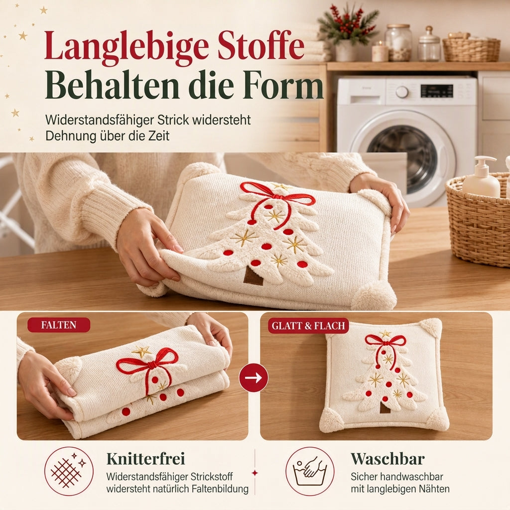 ⏳🔥ZEITLICH BEGRENZT 50% RABATT! ⏰Bestickter Weihnachtsbaum-Kissenbezug mit Schleife (45x45cm) | Dekorativer Kissenbezug für Wohnzimmer-Sofa🎄🧸