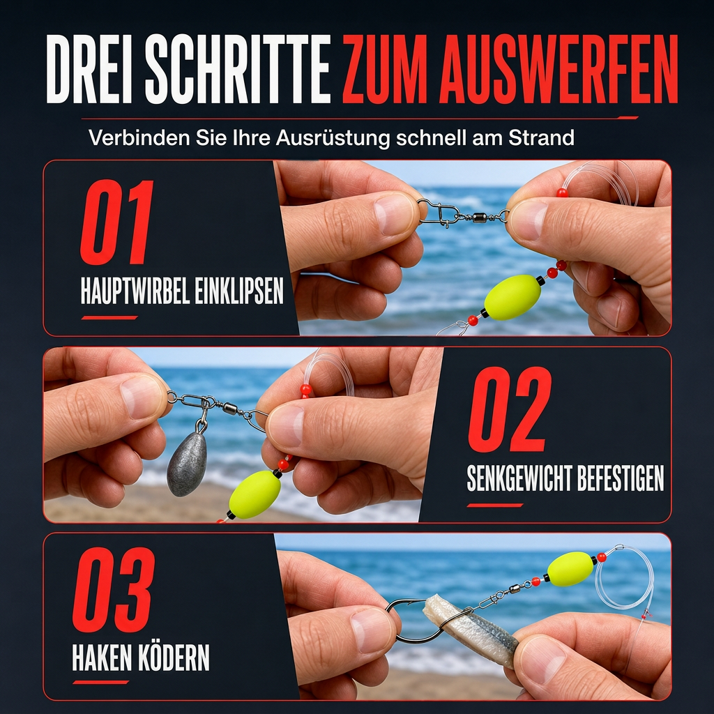 🎣 50% RABATT! 🐟 Vorgebundene Brandungsangel-Montagen mit Pose
