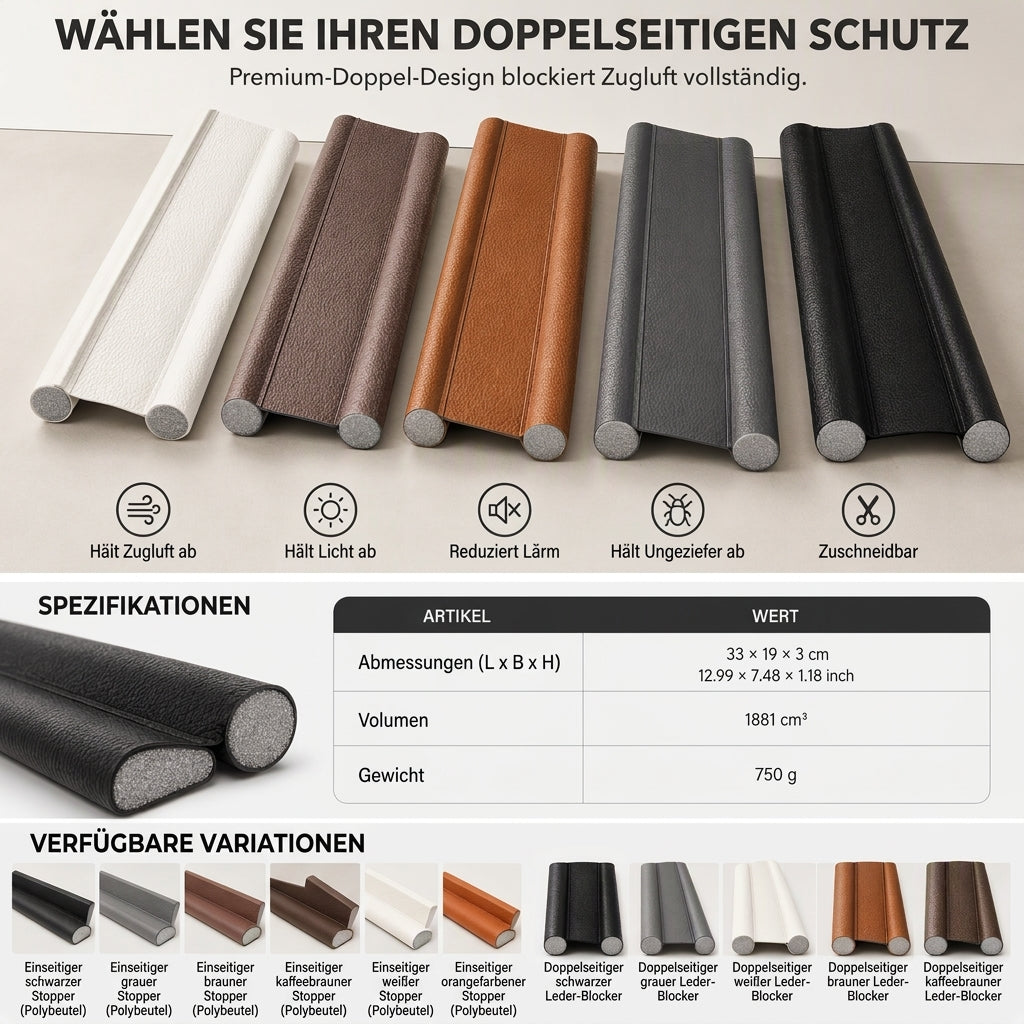 Verschleißfester Leder-Türunterzug zum Selbermachen, winddicht und insektenschützend, Dichtungsstreifen für Schlafzimmertür unten-Gcom