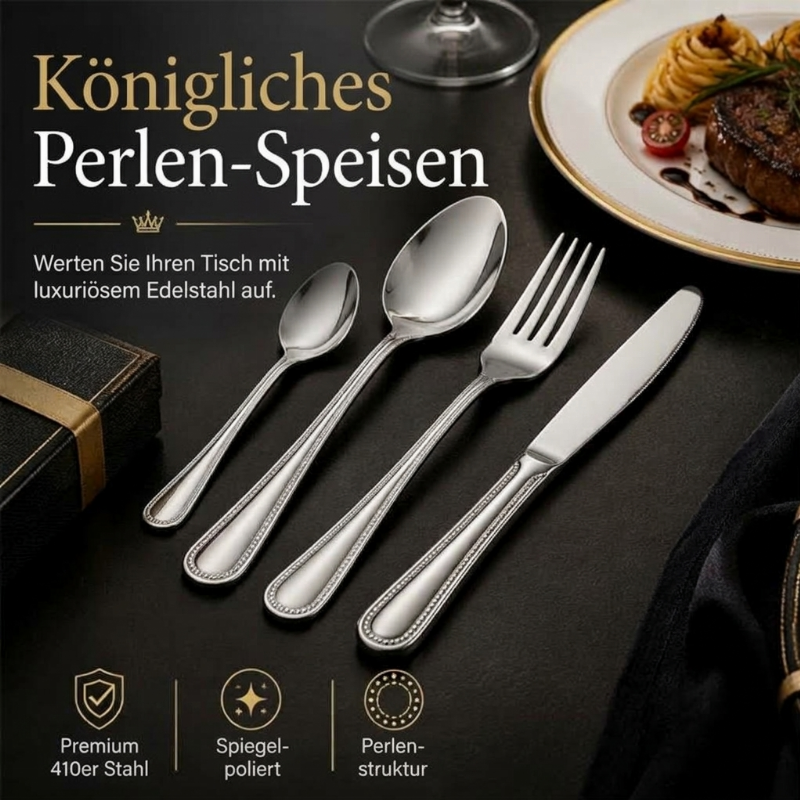 🍴50% RABATT⏰Edelstahl-Besteck-Set, langlebig, für Haushalt & Picknick✨