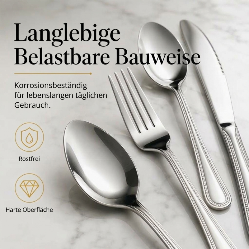 🍴50% RABATT⏰Edelstahl-Besteck-Set, langlebig, für Haushalt & Picknick✨