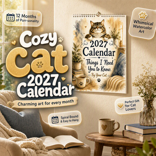🐱2027 A Cats Life Wandkalender – Monatliche niedliche Katzenfotos, großes Datumsraster, Feiertagsmarkierungen, dickes Papier, überall hängbare Wohn- und Bürodekoration ✨