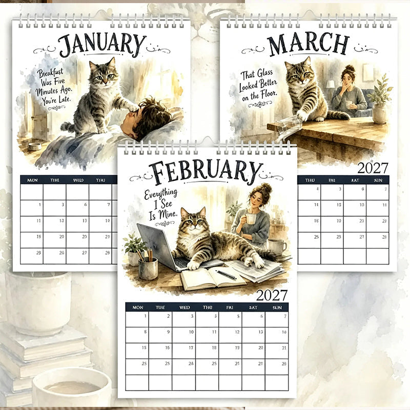 🐱2027 A Cats Life Wandkalender – Monatliche niedliche Katzenfotos, großes Datumsraster, Feiertagsmarkierungen, dickes Papier, überall hängbare Wohn- und Bürodekoration ✨