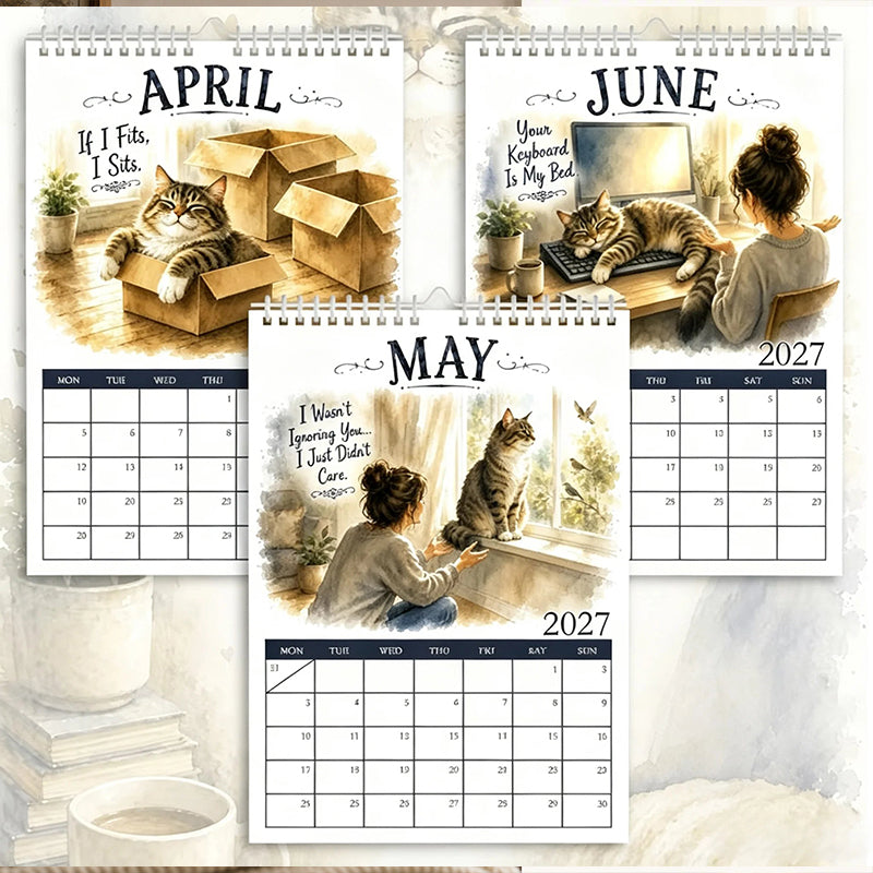 🐱2027 A Cats Life Wandkalender – Monatliche niedliche Katzenfotos, großes Datumsraster, Feiertagsmarkierungen, dickes Papier, überall hängbare Wohn- und Bürodekoration ✨
