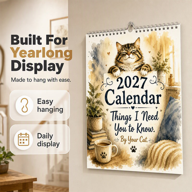 🐱2027 A Cats Life Wandkalender – Monatliche niedliche Katzenfotos, großes Datumsraster, Feiertagsmarkierungen, dickes Papier, überall hängbare Wohn- und Bürodekoration ✨