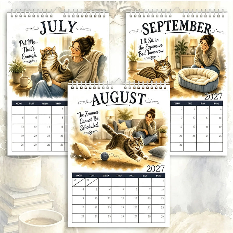 🐱2027 A Cats Life Wandkalender – Monatliche niedliche Katzenfotos, großes Datumsraster, Feiertagsmarkierungen, dickes Papier, überall hängbare Wohn- und Bürodekoration ✨