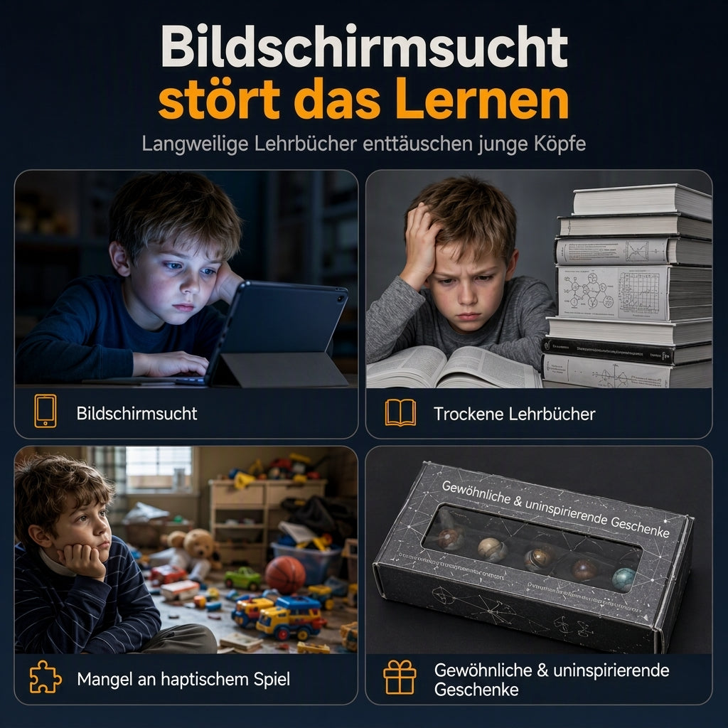 Set natürlicher Kristallkugeln – Planeten des Sonnensystems mit Holz-Geschenkbox, Mineralproben für wissenschaftliche Bildung und Schreibtischdekoration