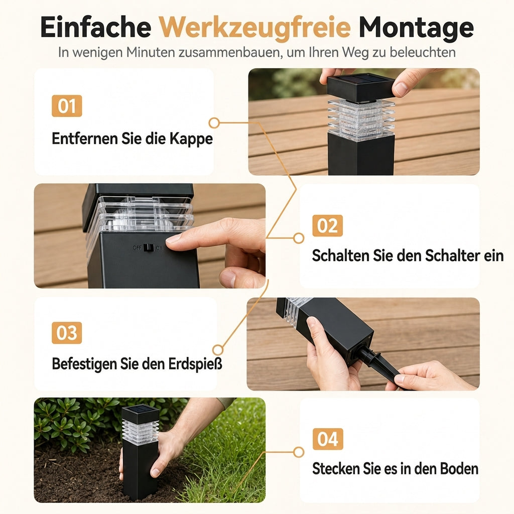 🏡 Solarbetriebene Deko-Leuchte für Garten & Terrasse, warmes Licht, kabellos & wetterfest