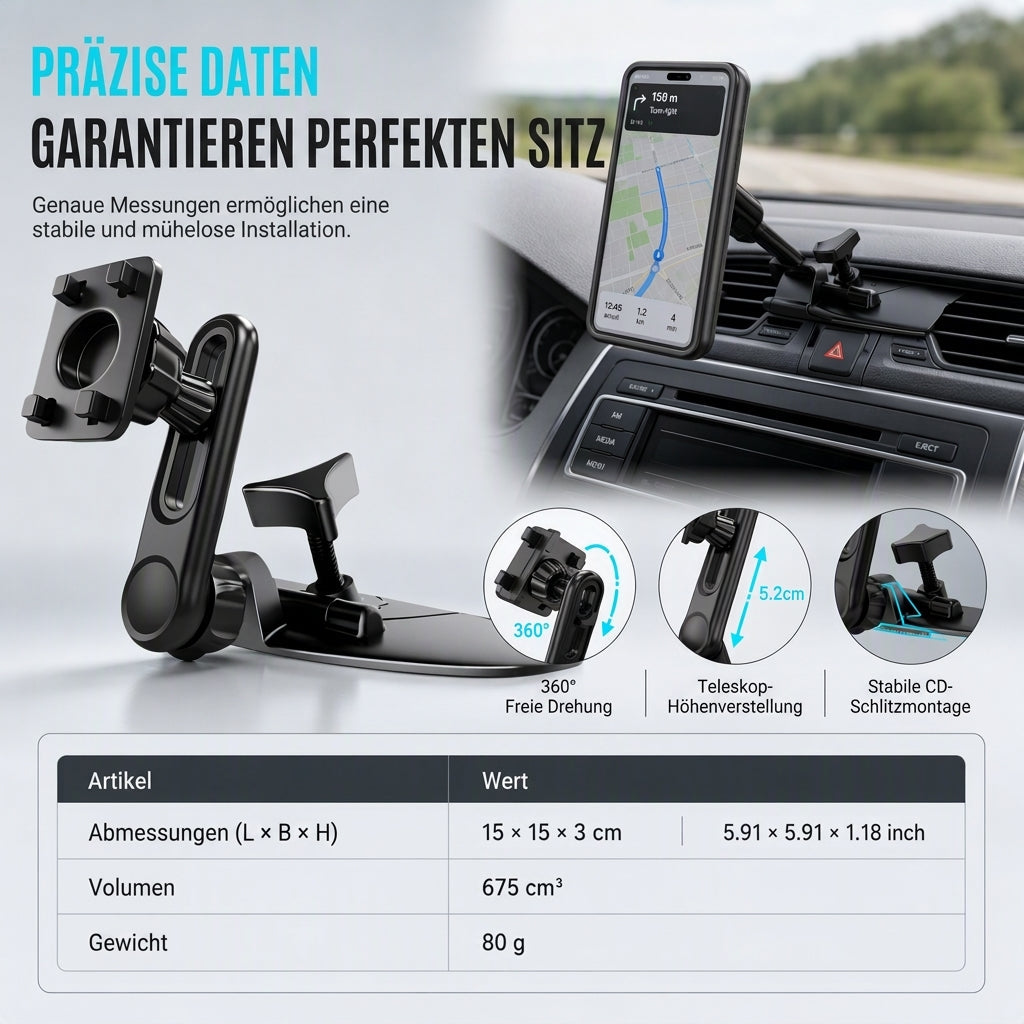 ⏳🔥ZEITBEGRENZT 50% RABATT! ⏰Verstellbare Gravitations-Handyhalterung für Auto-CD-Schlitz und Lüftungsgitter, Autozubehör🚗