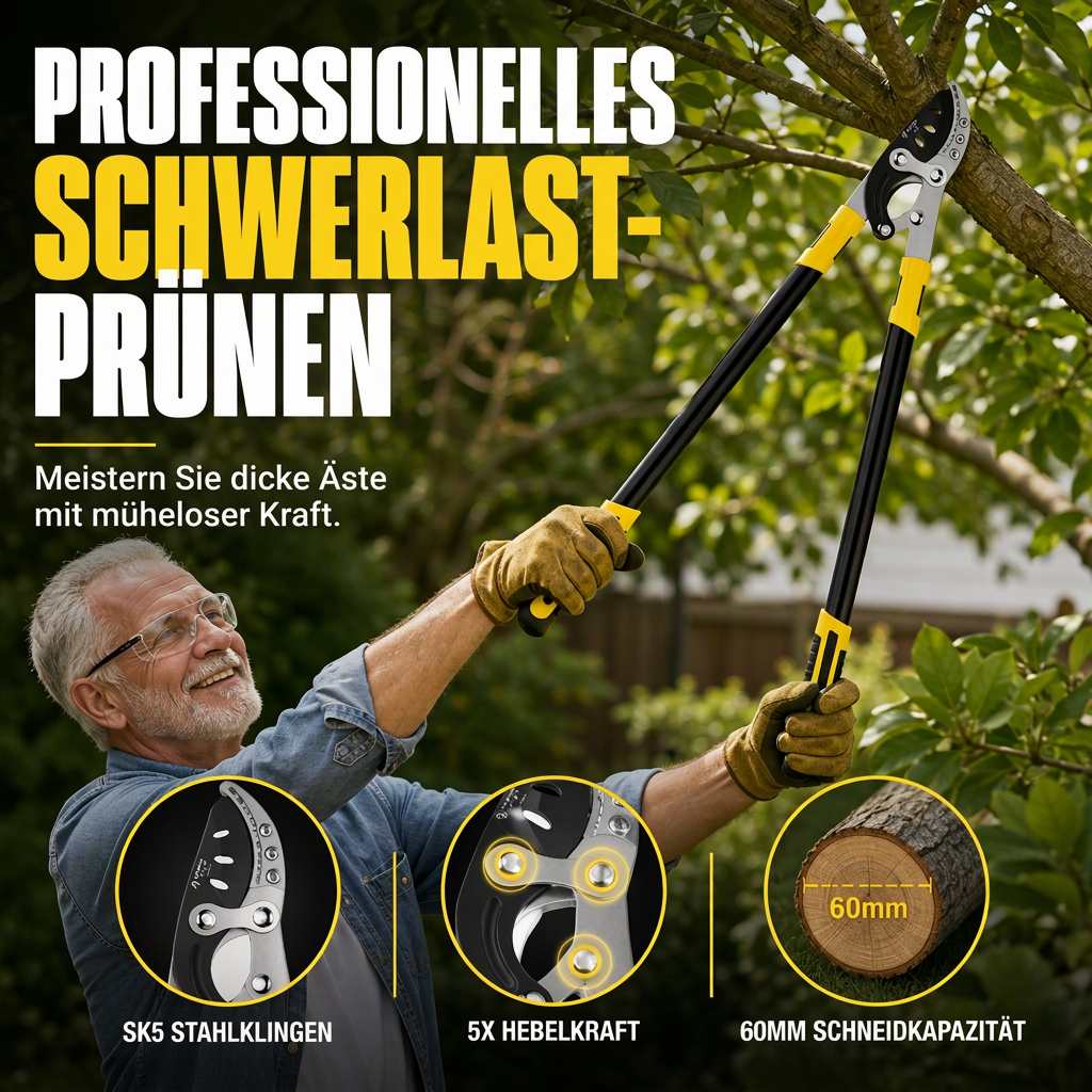 🌿 50% RABATT! ✂️ Gartenschere mit Compound-Hebel – Gehärteter Stahl & Aluminium ✨
