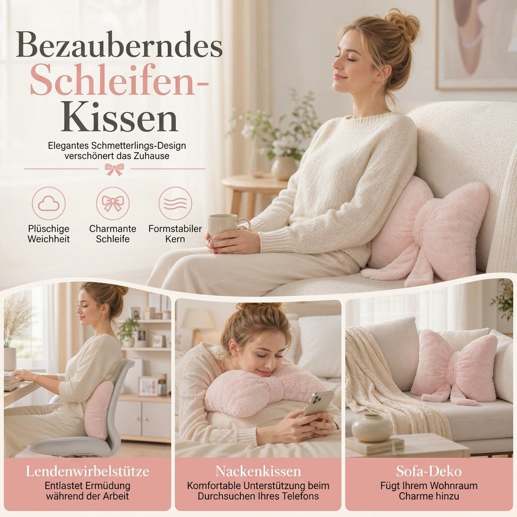 🎀JETZT 50 % RABATT!! 🦋✨Weiches, minimalistisches Schleifen-Kissen mit abnehmbarem Design, dekoratives Lendenkissen