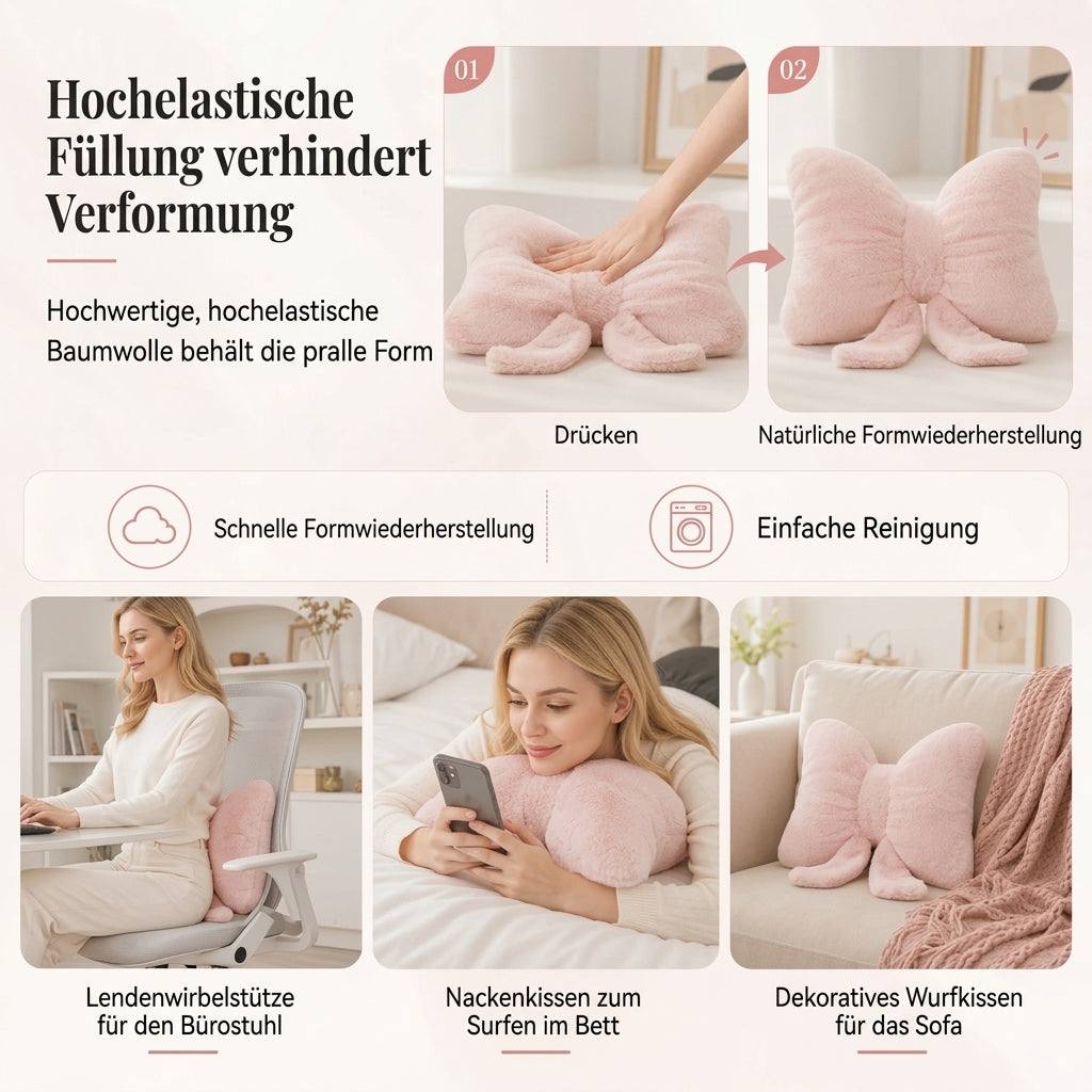 🎀JETZT 50 % RABATT!! 🦋✨Weiches, minimalistisches Schleifen-Kissen mit abnehmbarem Design, dekoratives Lendenkissen