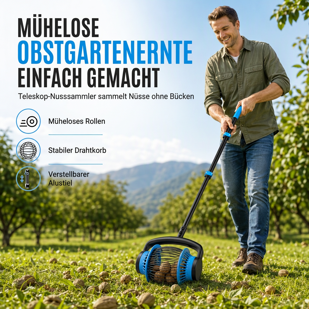 Multifunktionaler rollender Nuss- und Fruchtsammler