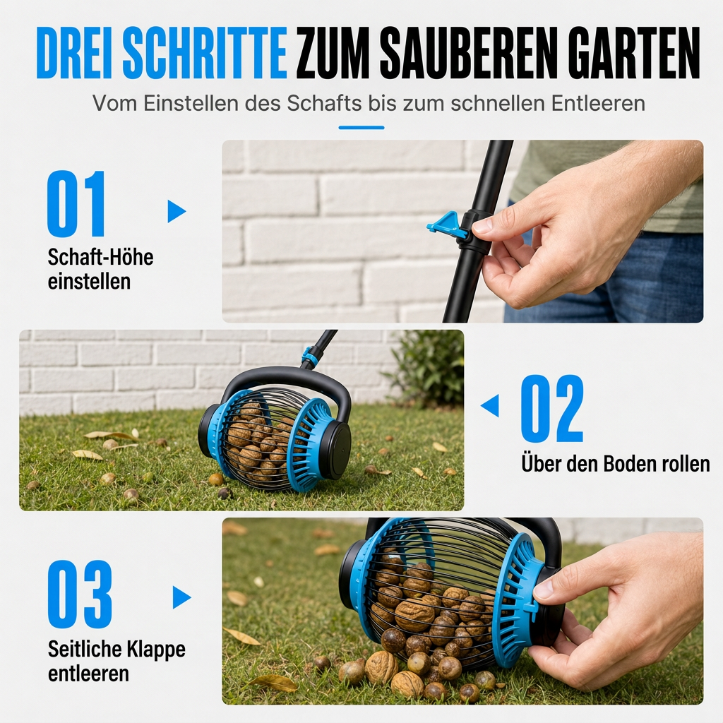 Multifunktionaler rollender Nuss- und Fruchtsammler
