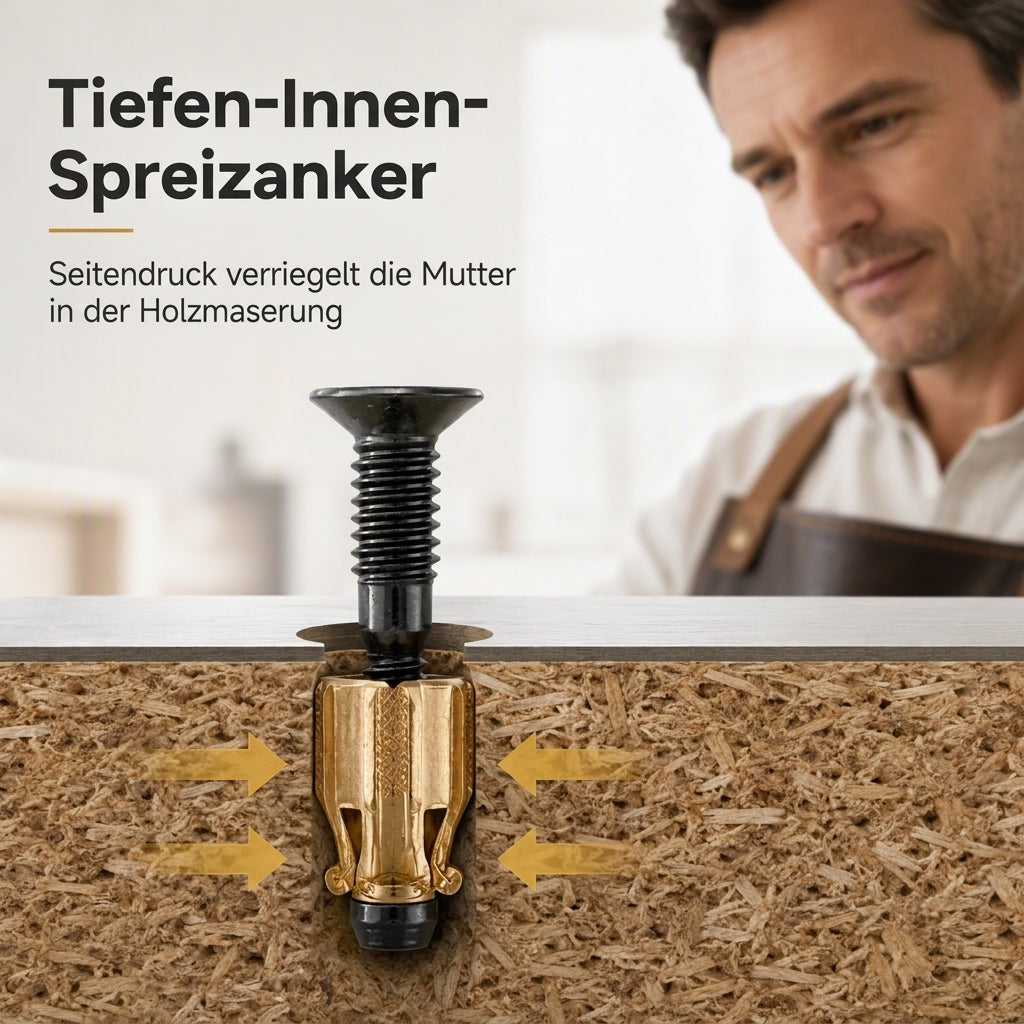Schranktürscharnier Basis Vorinstalliertes Expansionsmutter- und Bolzenschraubenset für Möbelbeschläge