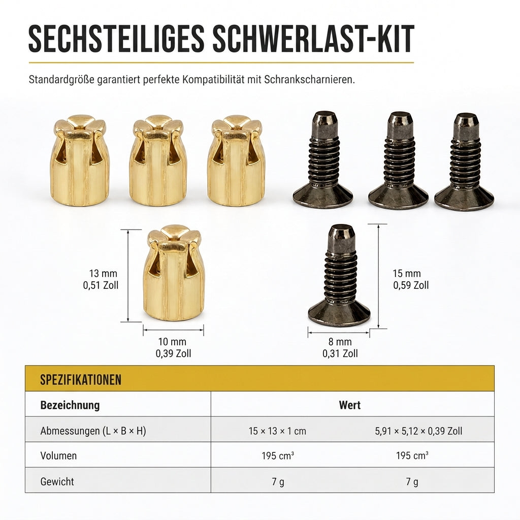 Schranktürscharnier Basis Vorinstalliertes Expansionsmutter- und Bolzenschraubenset für Möbelbeschläge